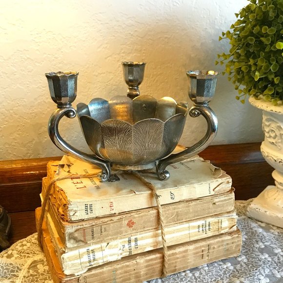 V T G Italian 1940's flower bowl and candleholder